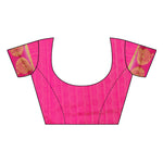 Women's Tusser Silk Kanjivaram Gold & Pink Contrast Pallu Saree With Blouse