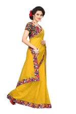 Chanderi Cotton Kalamkari  Bordered Yellow Saree With Kalamkari Blouse