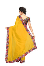 Chanderi Cotton Kalamkari  Bordered Yellow Saree With Kalamkari Blouse