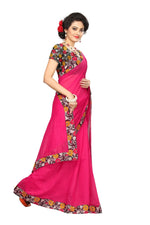 Chanderi Cotton Kalamkari  Bordered Pink Saree With Kalamkari Blouse