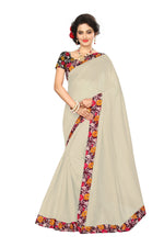 Chanderi Cotton Kalamkari  Bordered White Saree With Kalamkari Blouse