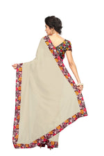 Chanderi Cotton Kalamkari  Bordered White Saree With Kalamkari Blouse