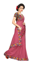 Chanderi Cotton Kalamkari  Bordered Pink Saree With Kalamkari Blouse