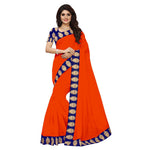 Chanderi Cotton Kalamkari  Bordered Orange Saree With Kalamkari Blouse