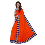 Chanderi Cotton Kalamkari  Bordered Orange Saree With Kalamkari Blouse