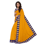 Chanderi Cotton Kalamkari  Bordered Yellow Saree With Kalamkari Blouse