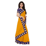 Chanderi Cotton Kalamkari  Bordered Yellow Saree With Kalamkari Blouse