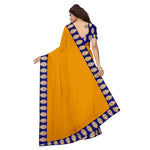 Chanderi Cotton Kalamkari  Bordered Yellow Saree With Kalamkari Blouse