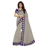 Chanderi Cotton Kalamkari  Bordered Grey Saree With Kalamkari Blouse