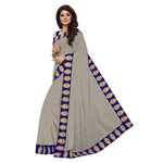 Chanderi Cotton Kalamkari  Bordered Grey Saree With Kalamkari Blouse