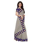 Chanderi Cotton Kalamkari  Bordered Grey Saree With Kalamkari Blouse