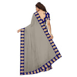 Chanderi Cotton Kalamkari  Bordered Grey Saree With Kalamkari Blouse