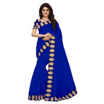 Chanderi Cotton Kalamkari  Bordered Blue Saree With Kalamkari Blouse