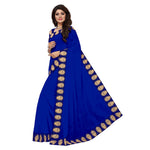 Chanderi Cotton Kalamkari  Bordered Blue Saree With Kalamkari Blouse