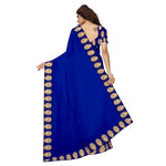 Chanderi Cotton Kalamkari  Bordered Blue Saree With Kalamkari Blouse