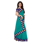 Chanderi Cotton Kalamkari  Bordered Rama Saree With Kalamkari Blouse