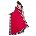 Chanderi Cotton Kalamkari  Bordered Pink Saree With Kalamkari Blouse