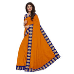 Chanderi Cotton Kalamkari  Bordered Masturd Saree With Kalamkari Blouse