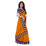 Chanderi Cotton Kalamkari  Bordered Masturd Saree With Kalamkari Blouse