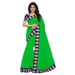 Chanderi Cotton Kalamkari  Bordered Green Saree With Kalamkari Blouse