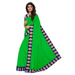 Chanderi Cotton Kalamkari  Bordered Green Saree With Kalamkari Blouse