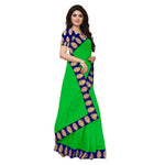 Chanderi Cotton Kalamkari  Bordered Green Saree With Kalamkari Blouse