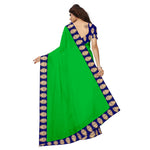 Chanderi Cotton Kalamkari  Bordered Green Saree With Kalamkari Blouse