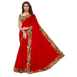 Chanderi Cotton Kalamkari  Bordered Saree With Kalamkari Blouse