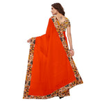 Chanderi Cotton Kalamkari  Bordered Orange Saree With Kalamkari Blouse