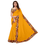 Chanderi Cotton Kalamkari  Bordered Yellow Saree With Kalamkari Blouse