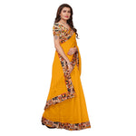 Chanderi Cotton Kalamkari  Bordered Yellow Saree With Kalamkari Blouse