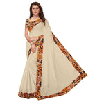 Chanderi Cotton Kalamkari  Bordered White Saree With Kalamkari Blouse