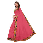 Chanderi Cotton Kalamkari  Bordered Pink Saree With Kalamkari Blouse