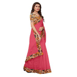 Chanderi Cotton Kalamkari  Bordered Pink Saree With Kalamkari Blouse