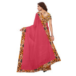 Chanderi Cotton Kalamkari  Bordered Pink Saree With Kalamkari Blouse