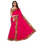 Chanderi Cotton Kalamkari  Bordered Pink Saree With Kalamkari Blouse