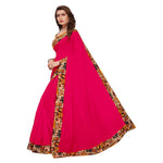 Chanderi Cotton Kalamkari  Bordered Pink Saree With Kalamkari Blouse