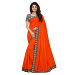 Chanderi Cotton Kalamkari  Bordered Orange Saree With Kalamkari Blouse