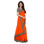 Chanderi Cotton Kalamkari  Bordered Orange Saree With Kalamkari Blouse
