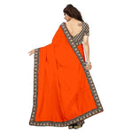 Chanderi Cotton Kalamkari  Bordered Orange Saree With Kalamkari Blouse