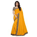 Chanderi Cotton Kalamkari  Bordered Yellow Saree With Kalamkari Blouse