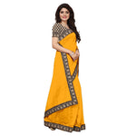 Chanderi Cotton Kalamkari  Bordered Yellow Saree With Kalamkari Blouse