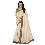 Chanderi Cotton Kalamkari  Bordered Cream Saree With Kalamkari Blouse