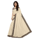 Chanderi Cotton Kalamkari  Bordered Cream Saree With Kalamkari Blouse