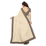 Chanderi Cotton Kalamkari  Bordered Cream Saree With Kalamkari Blouse
