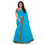 Chanderi Cotton Kalamkari  Bordered Sky Blue Saree With Kalamkari Blouse
