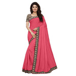 Chanderi Cotton Kalamkari  Bordered Pink Saree With Kalamkari Blouse