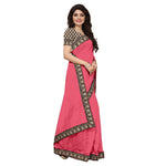 Chanderi Cotton Kalamkari  Bordered Pink Saree With Kalamkari Blouse