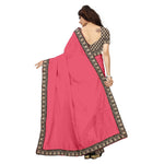 Chanderi Cotton Kalamkari  Bordered Pink Saree With Kalamkari Blouse