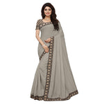 Chanderi Cotton Kalamkari  Bordered Grey Saree With Kalamkari Blouse